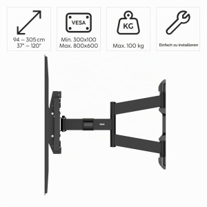 Suport TV Hama 120 Zoll, 100kg, inclinabil si rotativ - Img 2