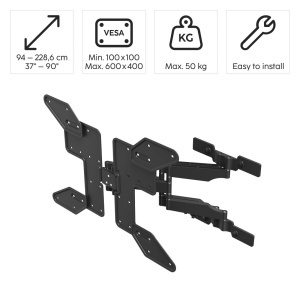 Suport TV Hama, negru, 37-90 inch, inclinabil, rotativ, pana la 50kg - Img 2