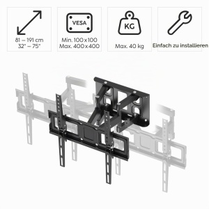 Suport TV Hama Schwenkbar Neigbar 32-75 Zoll, VESA 400x400, Flexibilitate Totala - Img 2