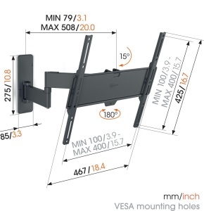 Suport TV Vogels Quick TVM 1445, pentru televizoare de 32-65 inch, max. 25 kg, inclinabil 180 - Img 4