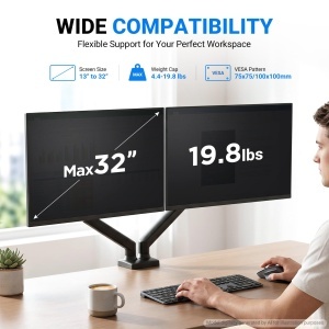 Support Monitor Dual GRIFEMA, pentru 13-32 inch, ajustabil, capacitate 9kg - Img 2