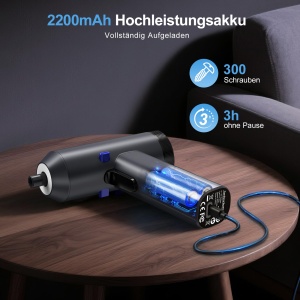 Surubelnita electrica HYCHIKA, 6 Nm, 2200 mAh, cu LED si set de accesorii - Img 3