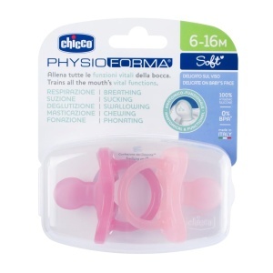 Suzeta Chicco PhysioForma 6-16 luni silicon moale set 2 bucati roz