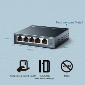 Switch de retea TP-Link TL-SG105, 5 porturi Gigabit, metalic - Img 3
