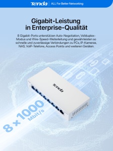 Switch LAN Tenda TEG1008M, 8 Porturi Gigabit, Igienic, Fara Ventilator - Img 3