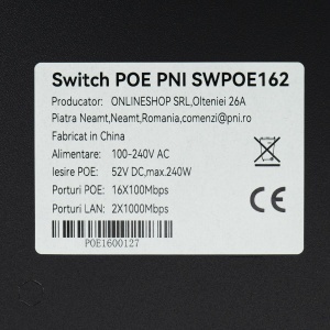Switch PNI SWPOE162, 16 Porturi PoE 100 Mbps, 2 Porturi Uplink 1000 Mbps, 240W - Img 4
