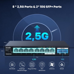 Switch Tenda TEM2010X cu 8 porturi 2.5G si 2 porturi 10G SFP, Unmanaged - Img 2