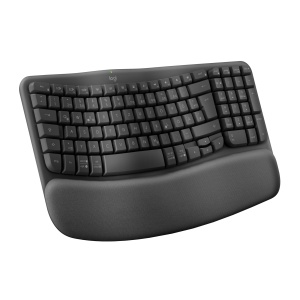 Tastatura ergonomica Logitech Wave Keys, wireless, cu suport pentru incheieturi, neagra
