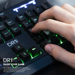 Tastatura ergonomica pentru jocuri DR1TECH Puma cu iluminare de fundal LED pentru PC/PS4 - 104 taste cu rollover cu 6 taste - Tastatura USB cu cablu (QWERTY International Layout) - Img 7