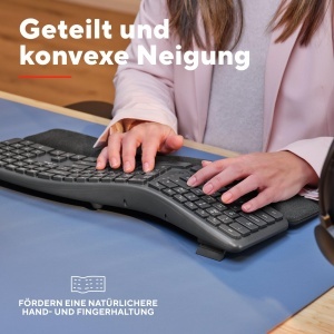 Tastatura ergonomica Trust Arvia, wireless, layout QWERTZ, suport pentru 3 dispozitive - Img 3