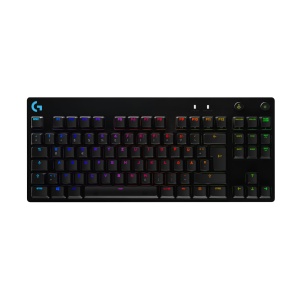 Tastatura mecanica pentru jocuri Logitech G PRO - Design portabil Tenkeyless, cablu micro USB detasabil, comutatoare GX Blue Clicky, taste iluminate din spate LIGHTSYNC RGB, QWERTZ GERMANA, PC, Mac - negru