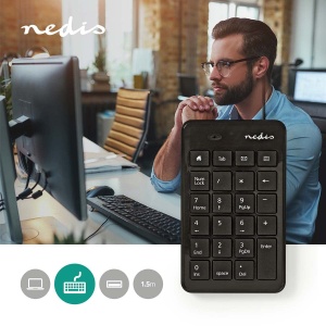Tastatura numerica NEDIS KBNM100BK, USB, 1.5 m, neagra - Img 2