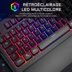 Tastatura pentru jocuri G-Lab Keyz Palladium, AZERTY, Cu fir, USB, Iluminare de fundal RGB LED, Multicolor, Suport magnetic pentru incheietura mainii, 26 de taste, Anti-Ghosting, Durabil - PC PS4 Xbox One - Img 3