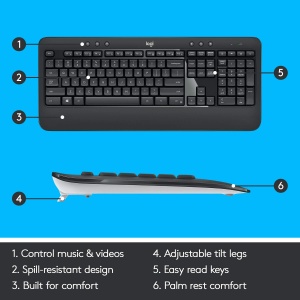 Tastatura si Maus Logitech MK540 Advanced, Wireless, QWERTY, Spritzwassergeschutz - Img 6