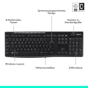 Tastatura wireless Logitech K270, standard, 2.4 GHz, spritzwasserfest - Img 7