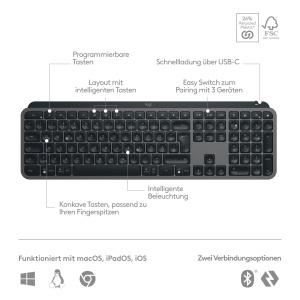 Tastatura wireless Logitech MX Keys S, iluminata, ergonomica, compatibila multi-device - Img 6