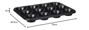 tava de copt antiaderenta wenco Muffin tin 12, poate fi spalata in masina de spalat vase, otel carbon - tava de briose pentru 12 briose - rezistenta la caldura pana la 220degC, neagra - Img 8