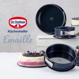 Tava de copt Dr. Oetker Back-Liebe 26 cm, Emaille, Albastra, Antiaderenta - Img 8