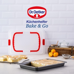 Tava de copt Dr. Oetker Bake Go 42 x 30 cm, neagra, cu transporthauba - Img 8