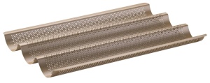 Tava pentru Baguette Zenker 3er, Antiaderenta, Hitzebestabila pana la 230C, Aurie