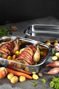 Tava pentru cuptor Tescoma EXCLUSIVE 36 x 24 cm din otel inoxidabil cu capac - Img 6