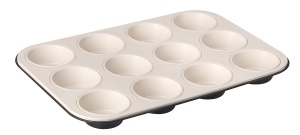 Tava pentru Muffins Zenker 12 forme 7 cm, Antiderapanta, Creme Noir