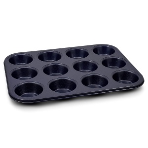 Tava pentru Muffins Zyliss E980200, Carbonstahl, 12 forme, Albastra