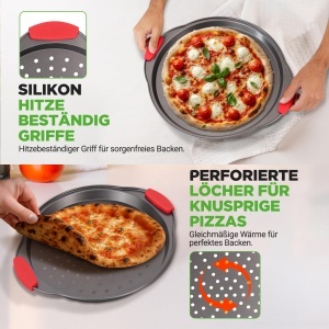 Tava pentru pizza NutriChef Pizzablech 3 piese, 24 cm, 28 cm si 33 cm, antiaderenta - Img 7