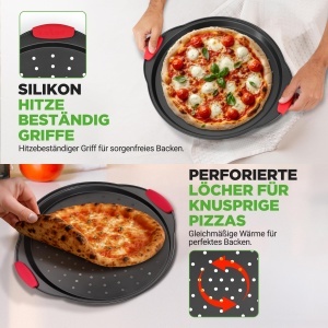 Tava pentru pizza NutriChef Pizzablech, 32cm, antiaderenta, neagra - Img 6