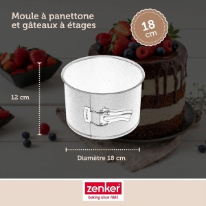 Tava pentru tort Zenker Extra Hoch, 19 cm, 12 cm, otel negru - Img 4