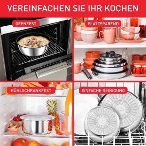 Tefal L97490 Set de tigai Ingenio Preference On 3 piese | stivuibile | Acoperire antiaderenta | Potrivit pentru inductie | Indicator de temperatura Thermo-Signal | Negru/Otel inoxidabil, mare - Img 6