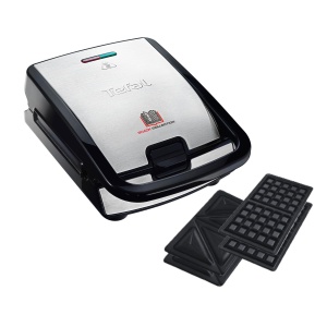 Tefal Snack Collection SW852D Aparat Sandwich si Waffe 700W NegruArgintiu