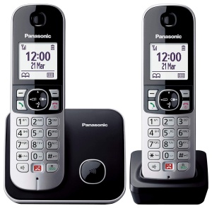 Telefon fara fir Panasonic KX-TG6852SPB DUO, negru, cu 4 mobilitati