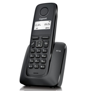 Telefon fix Gigaset A116, DECT, negru, cu display incorporat