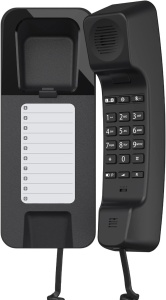 Telefon fix Gigaset Desk 200, negru, cu 10 curzwahl, montabil pe perete