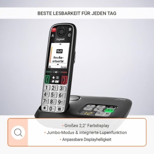 Telefon fix Gigaset Easy 520A pentru seniori, negru, cu SOS si anuntare vocala - Img 2