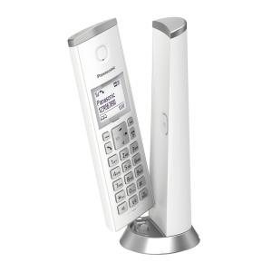Telefon fix Panasonic KX-TGK220GW alb design compact blocare apeluri nedorite