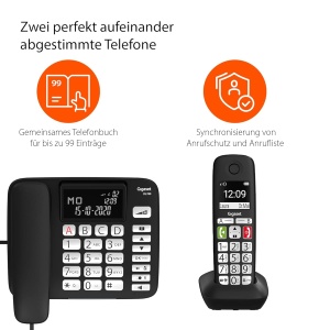 Telefon Gigaset DL780 Plus cu mobil, extralaut, compatibil cu aparate auditive, negru - Img 2