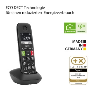 Telefon wireless Gigaset E290HX compatibil routere DECT display si taste mari negru - Img 5