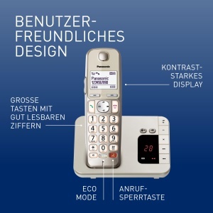 Telefon wireless Panasonic KX-TGE260GN cu functie de blocare apeluri si volum ridicat - Img 2