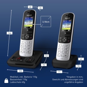 Telefon wireless Panasonic KX-TGH722GS cu robot telefonic functie Baby Monitor Negru - Img 6