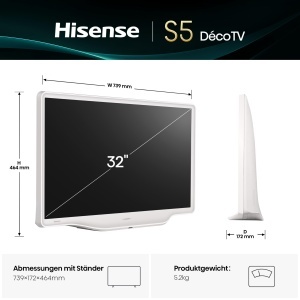 Televizor Hisense 32S5Q, 80 cm, FHD QLED, Alb - Img 2
