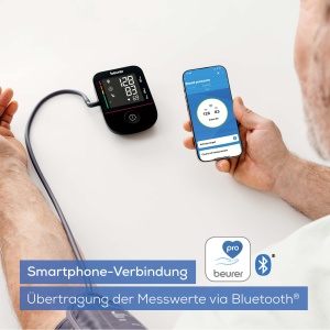 Tensiometru Beurer BM 48, operare usoara cu un singur buton, masurare blanda si rapida, detectarea aritmiei, afisaj mare, cu conexiune la aplicatie, manseta pentru 22-42 cm - Img 4