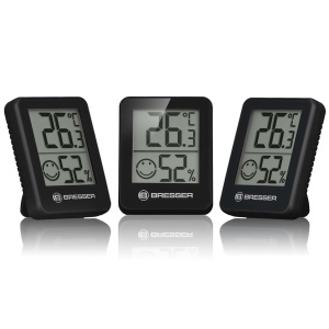Termometru Hygrometru Bresser Set 3 Piese, Digital, Negru, Cu Indicator Smiley