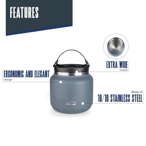Termos pentru mancare Lacor Eira, 700 ml, inox 1810, dublu perete, argintiu - Img 3