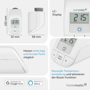 Termostat de radiator Homematic IP Basic, 3 profile de incalzire, control prin aplicatie - Img 3