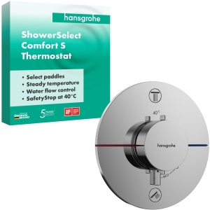 Termostat pentru dus hansgrohe ShowerSelect Comfort S, crom, 2 functii, SafetyStop