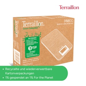 TERRAILLON Cantar de bucatarie din bambus natural - Tara, conversie lichide, interval de cantarire max. 3 kg - Model 'Bambus' maro - Img 5