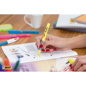 Textmarker BIC Highlighter Grip, set 5 culori, varf ascutit, confortabil - Img 6