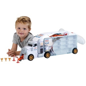 Theo Klein 2837 Bosch Car Service Collective Box Truck cu rampa de plecare integrata | 26 compartimente de depozitare | Rampa cool pentru curse | Dimensiuni: 62,9 cm x 12 cm x 23,6 cm | Jucarii pentru copii de la 3 ani - Img 2